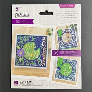 💜3/$15 Gemini Create-A-Card 5 Piece Die Set Interchangeable Flower Frame NEW